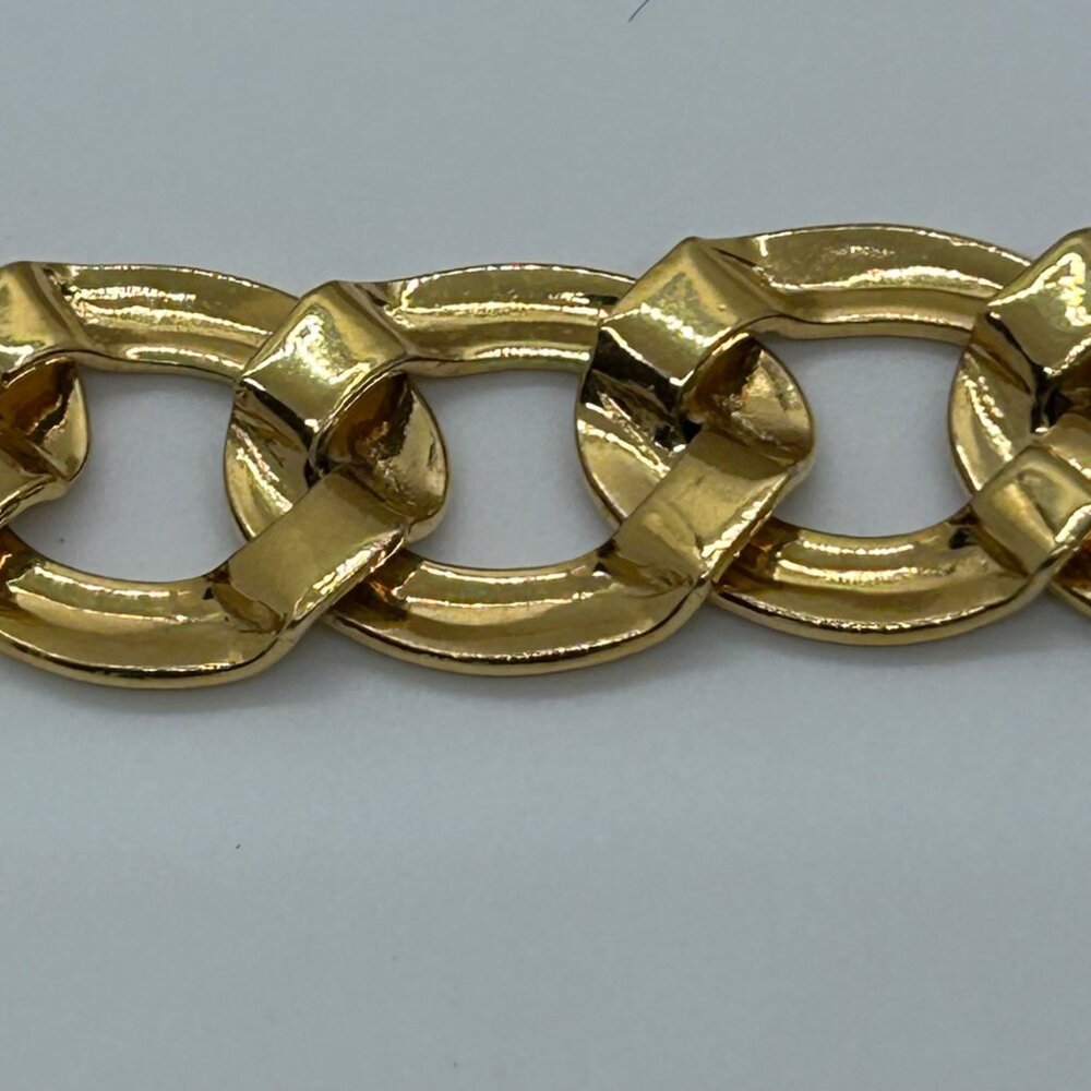 Vintage Napier Gold-tone Bracelet Chunky Curb Link 80s Designer Statement 7 in. - Picture 12 of 14